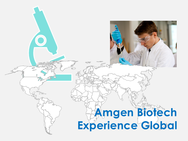 Grafik mit einer Weltkarte. Oben links befindet sich ein Mikroskop, rechts daneben ein Foto. Ein junger Mann in weißem Kittel, Schutzbrille und blauen Gummihandschuhen schaut konzentiert auf ein kleines Gefäß mit einer Lösung, die er pipettiert. Rechts unten ist der Titel der Unterseite ausgeschrieben.